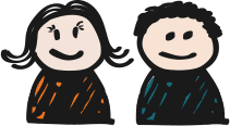 Doodle drawing of man and woman